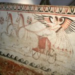 paestum musee fresque-cavaliere avec son char et ses chevaux