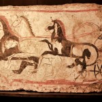 paestum-musee fresque-trouver sur le site cavalier avec son char et ses 4 chevaux