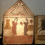 paestum-musee-fresque trouver sur le site tombe lucanienne et maison. Femmes en pleurs