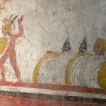 paestum musee-fresque-trouver sur les-guerriers avec leur boucliers