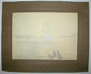 Italie Campanie Marine Naples 1840 Dessin Original Au